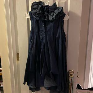 GRACIA- denim hi low tunic with embellished neck- Size Small